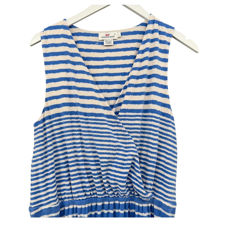 Vineyard Vines Womens Blue White Striped Surplice Maxi Dress Ruffle Hem Large - Picture 7 of 10